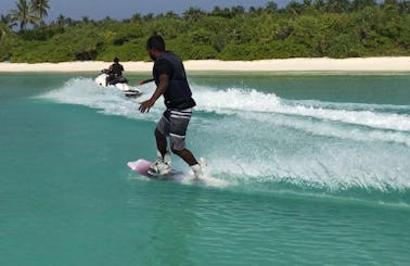 Wakeboarding in the beautiful beach of Kelaa, Maldives!