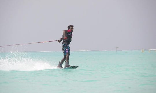 Wakeboarding in the beautiful beach of Kelaa, Maldives!