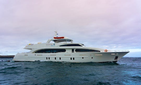 This yacht is the only modern charter yacht cruising the Galapagos. This elegantly sporty yacht is the fastest in the Islands and offers high-quality