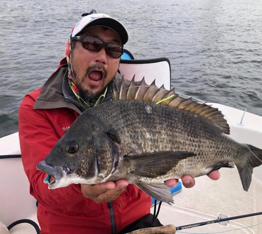 Carta de pesca com mosca na Baía de Osaka com um guia profissional!!