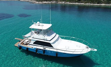 Enjoy a private cruise in Halkidiki, Greece, on a 50' ft Bertram Luxury Yacht