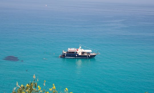 Private Boat Party on a Blue Ocean Motorboat for 62 Guests in Tropea, Italy