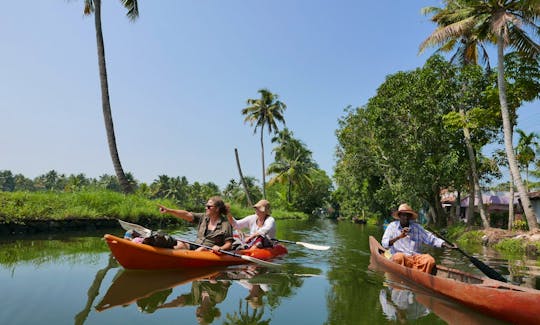 kayak rental in Alleppey Backwaters, explore hidden narrow canals !