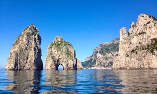 Private Boat Tour to the Island of Capri onboard Italian Lancia Motor Boat