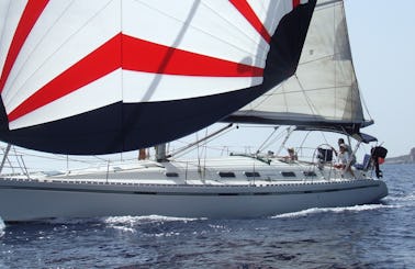 Sailing Day Out On Beneteau 45F5 Sailing Yacht in South Rodos, Greece