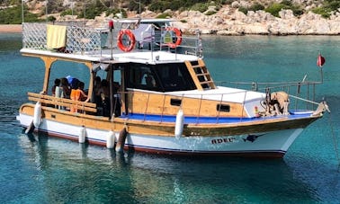 34' Manavgat Turkish Wooden Boat for Private Fishing and Sightseeing Trip