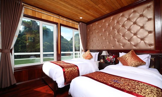 Lavender Elegance Cruises, 3-day Kayak, Caves, Taichi, Seaview from Hanoi!