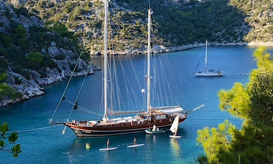Captained Charter a Luxury Classic 98' Sailing Gulet with Amazing Crew in Fethiye, Muğla