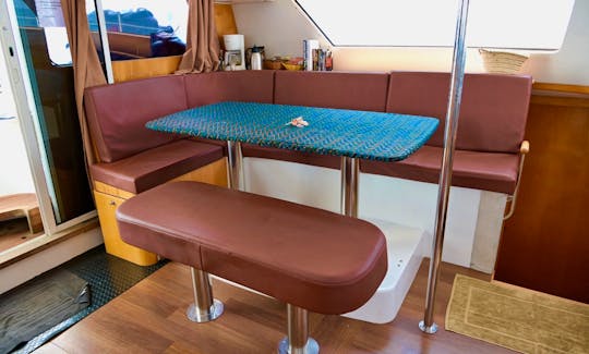 Spacious saloon on Luxury 60' Sailing Charter Catamaran