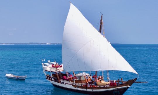 Luxury 60 foot Traditional Dhow sailing off Stone Town, Zanzibar Archipelago