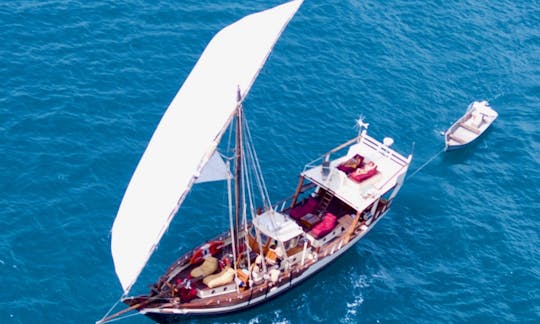 Luxury 60 foot Traditional Dhow sailing off Stone Town, Zanzibar Archipelago