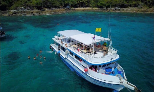 Phuket Koh Racha Yai Island day dive and snorkeling trip CMAS PADI SSI dive training courses from beginners to Divemaster level.