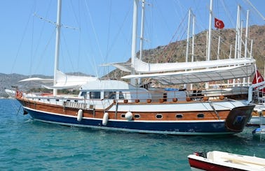 MISS VELA  This Wonderful Deluxe Gulet Sailing at the Coasts of Aegean and Mediterranean is 28 m Long and for 12 People.