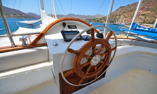 MISS VELA  This Wonderful Deluxe Gulet Sailing at the Coasts of Aegean and Mediterranean is 28 m Long and for 12 People.