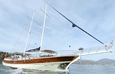 QUEEN LILA  This Wonderful Deluxe Gulet Sailing at the Coasts of Aegean and Mediterranean is 30 m Long and for 12 People.