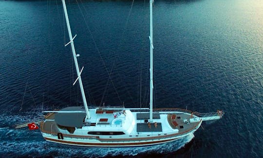 SADIYE HANIM This Wonderful Deluxe Gulet Sailing at the Coasts of Aegean and Mediterranean is 34 m Long and for 12 People.