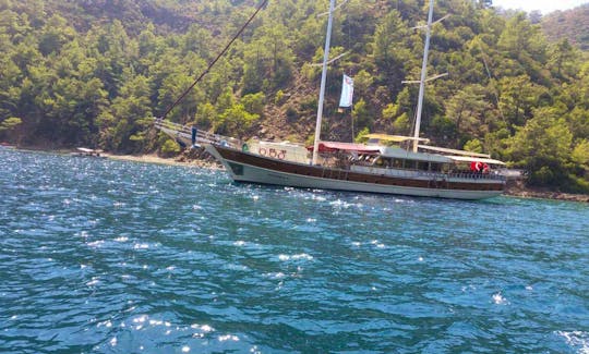 CAFEROGLU 8  This Wonderful Deluxe Gulet Sailing at the Coasts of Aegean and Mediterranean is 35 m Long and for 16 People.