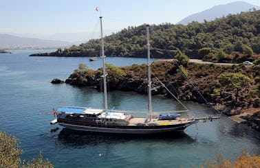 PRINCESS SELIN A. This Wonderful Deluxe Gulet Sailing at the Coasts of Aegean and Mediterranean is 37 m Long and for 20 People.