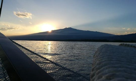 Etna view from Gulet cruise in Taormina