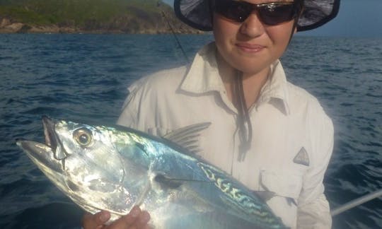 Reef fishing from Cairns for Mackerel Tuna (also known as Mack Tuna).