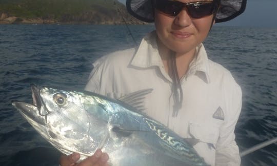 Reef fishing from Cairns for Mackerel Tuna (also known as Mack Tuna).