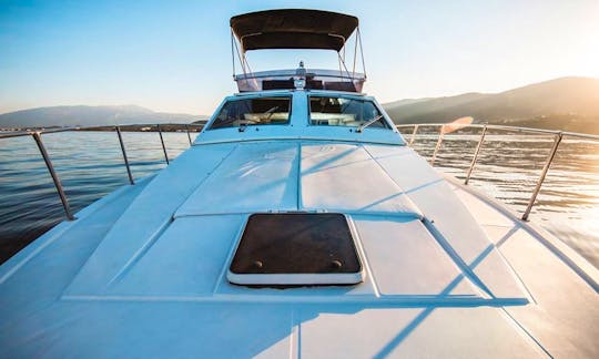 Relax in a Luxury Ferretti Yacht flybridge 47ft in Mykonos, Greece