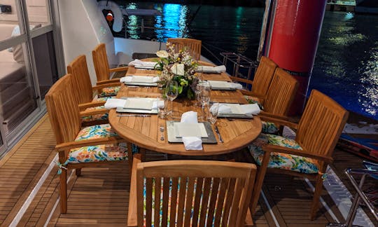 Dining for ten on aft deck