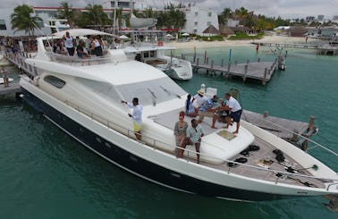 Rent a 74' Yacht Ferreti t in Cancún options of  JetSki Scooter Snorkel Paddleboard Diving Chef