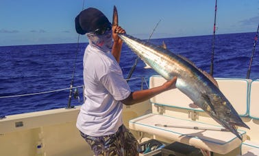 38フィートのパワーキャットに乗ってセントマーチン島で深海釣り（終日）