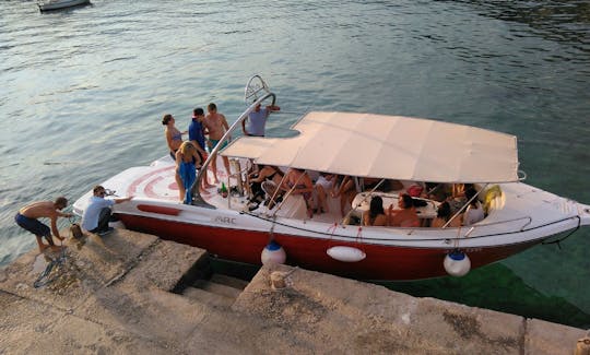 Docking our red speed boat mercan yaching