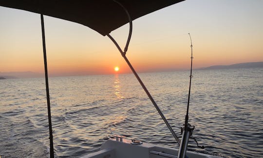 Relaxing fishing with troll in Trogir arhipelago, Croatia