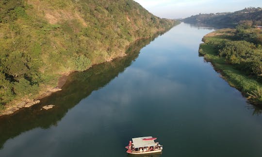 The river goes super clean in winter time, our dry season. It is very deep (8m) where the boat is in this picture.