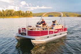 Red Pontoon Boat for Rent on Lake Athens or Cedar Creek Reservoir, TX
