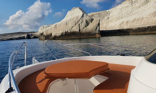 Explore Santorini with Blu Water 640 “Captain Marvel” Boat in Vlichada, Greece