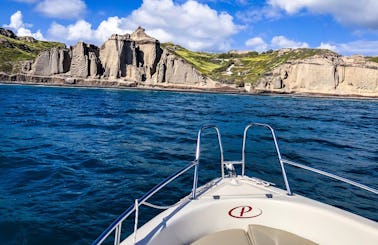 Enjoy Santorini with Blu Water 170 “Black Panther” Powerboat in Vlichada, Greece