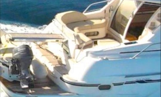Take a voyage on Mykonos Island with Sealine 410s Flybridge Motor Yacht