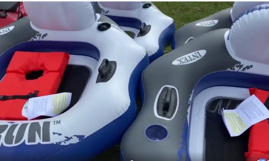 Larger Raft with mesh bottom, cup holder and head rest. Life Jackets worn at all times.
$10 for 3 hours