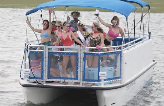 Flipper Finders Epic Bachelorette Party! Folly Beach - 26ft x 10ft Pontoon Boat