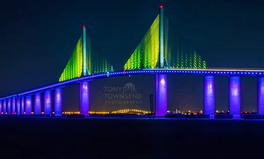 skyway bridge at night