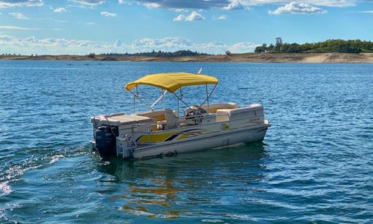 Party Barge Tritoon Powered 150 Hp Engine with Bimini Top in Lake Tahoe