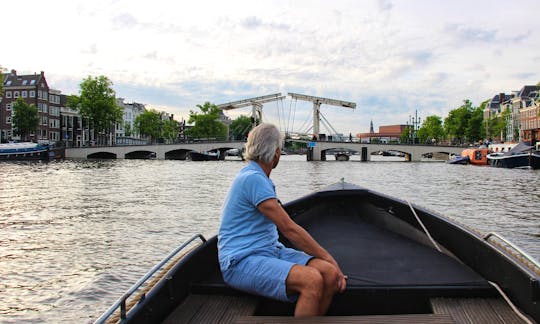Rent a 18 ft steel canal boat in Amsterdam, Netherlands