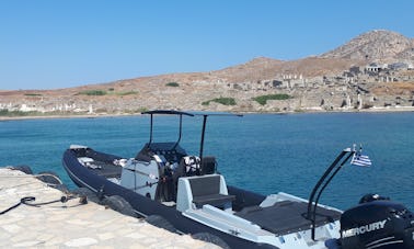 RIB Shearwater de 30 pés com capitão para excursão diária de luxo em Mykonos