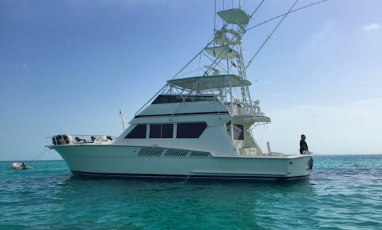 Biggest Private 65ft Hatteras Luxury Yacht up to 28 pax in Cancún, Quintana Roo
