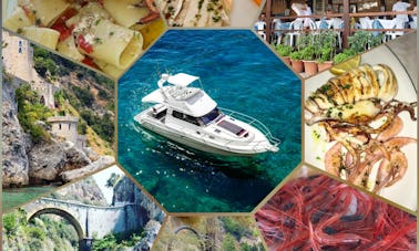 ¡Paseo en barco y comida por la costa de Amalfi!