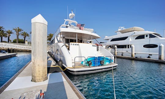 106' Trans World Mega Yacht Charter in Long Beach | Jet ski + Jacuzzi included!