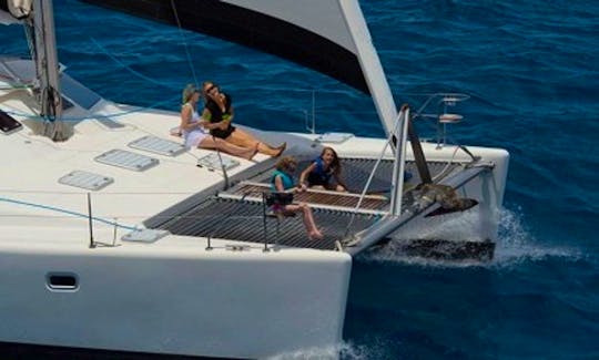 Full Day 50' Private Sailing Catamaran. Luxury, Beach and Snorkel. Departs Red Hook