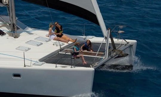 Full Day 50' Private Sailing Catamaran. Luxury, Beach/Snorkel. Departs Red Hook