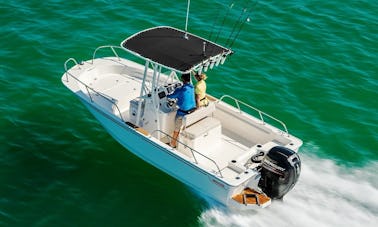 Alugue o Boston Whaler de 19 pés em Jolly Harbour