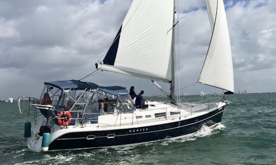 Full sails up and moving nicely down the bay