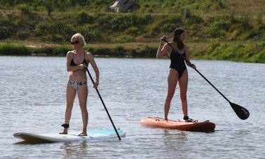 Alquile una tabla de surf de remo en Foxton, con remo, chaleco salvavidas y cuerda para las piernas, todo incluido